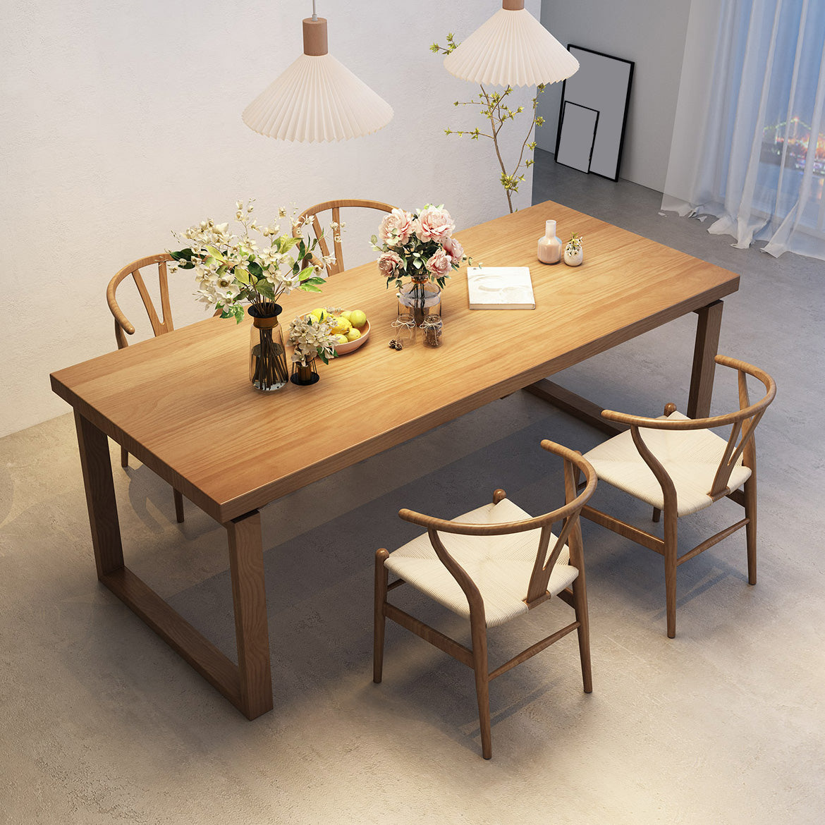 Modern 1/2/5 Pieces Dining Set Rectangle Pine Wood Dining Table for Kitchen Dining Room