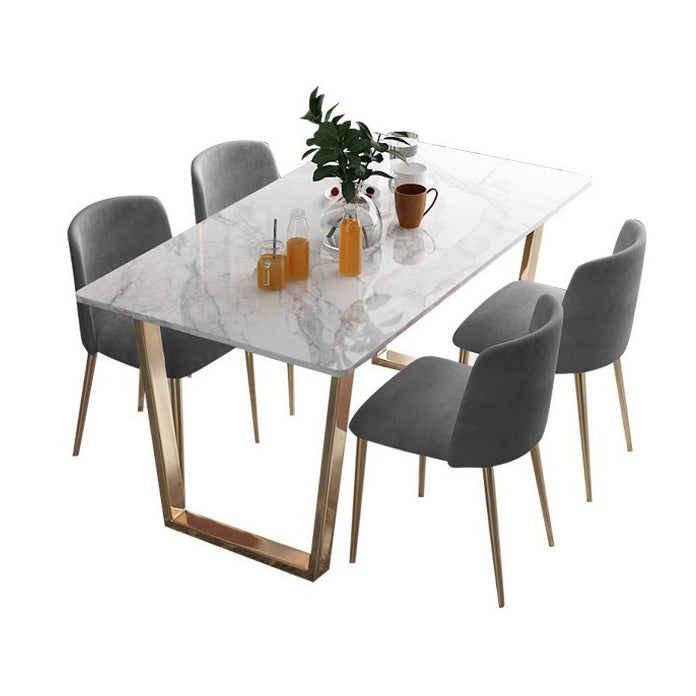 Nordic 1/2/5/7 Pieces Dining Set Rectangle Stone Dining Table for Dining Room