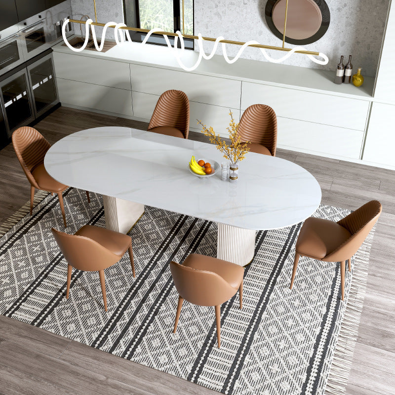 Nordic Glam Style Sintered Stone Oval Table Set 1/4/5/7 Pieces Set