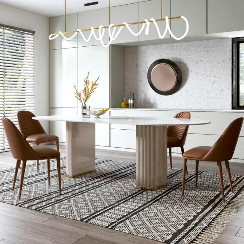 Nordic Glam Style Sintered Stone Oval Table Set 1/4/5/7 Pieces Set