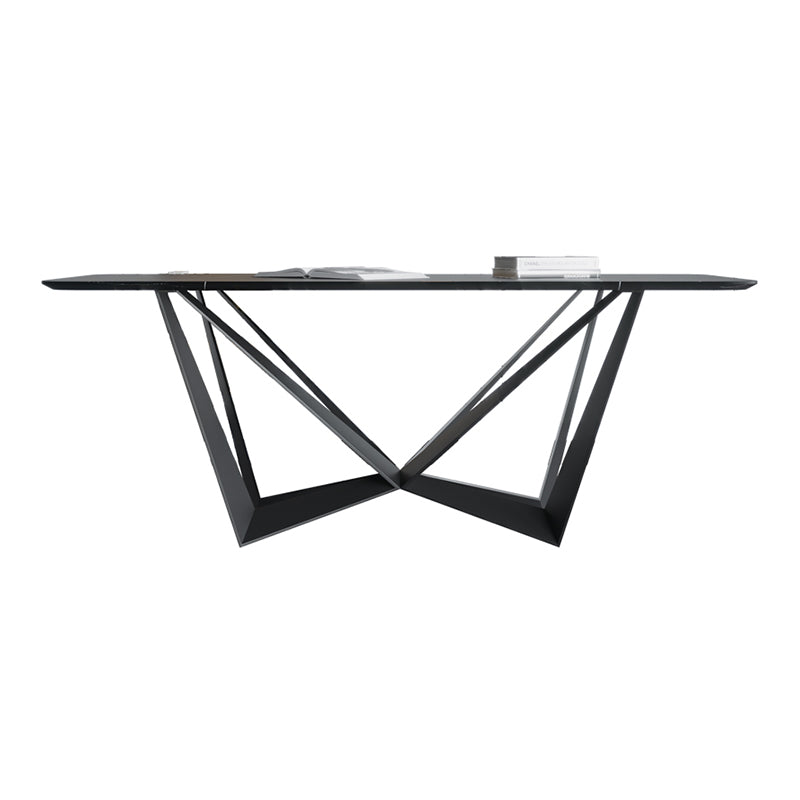 Rectangle Dining Table Set 1/2/7 Pcs Sintered Stone Table with Wingback Chairs