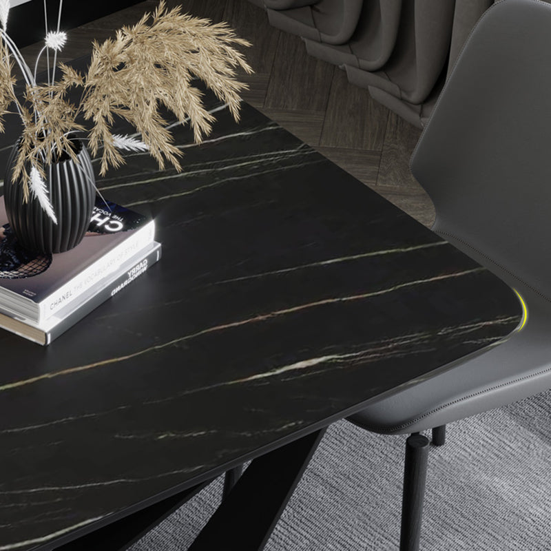 Rectangle Dining Table Set 1/2/7 Pcs Sintered Stone Table with Wingback Chairs