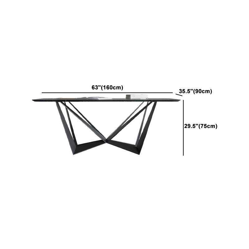 Rectangle Dining Table Set 1/2/7 Pcs Sintered Stone Table with Wingback Chairs