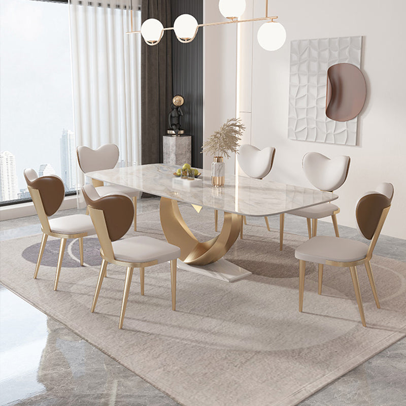 Sintered Stone Dining Set 1/4/5/7/9 Pcs Rectangle Dining Table with Upholstered Chairs