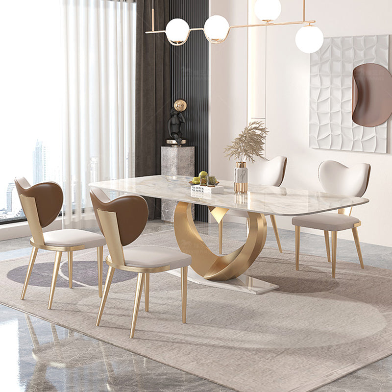 Sintered Stone Dining Set 1/4/5/7/9 Pcs Rectangle Dining Table with Upholstered Chairs