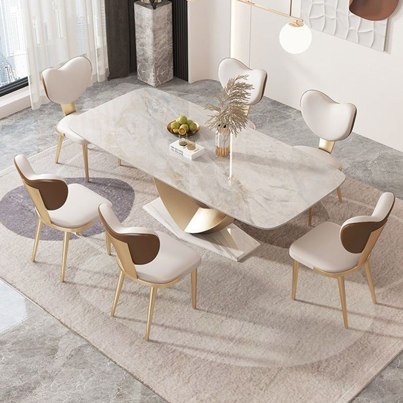 Sintered Stone Dining Set 1/4/5/7/9 Pcs Rectangle Dining Table with Upholstered Chairs