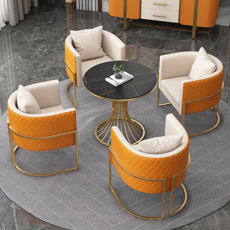 Glam Gold Steel Dining Set 1/5 Pieces Indoor Dining Furniture