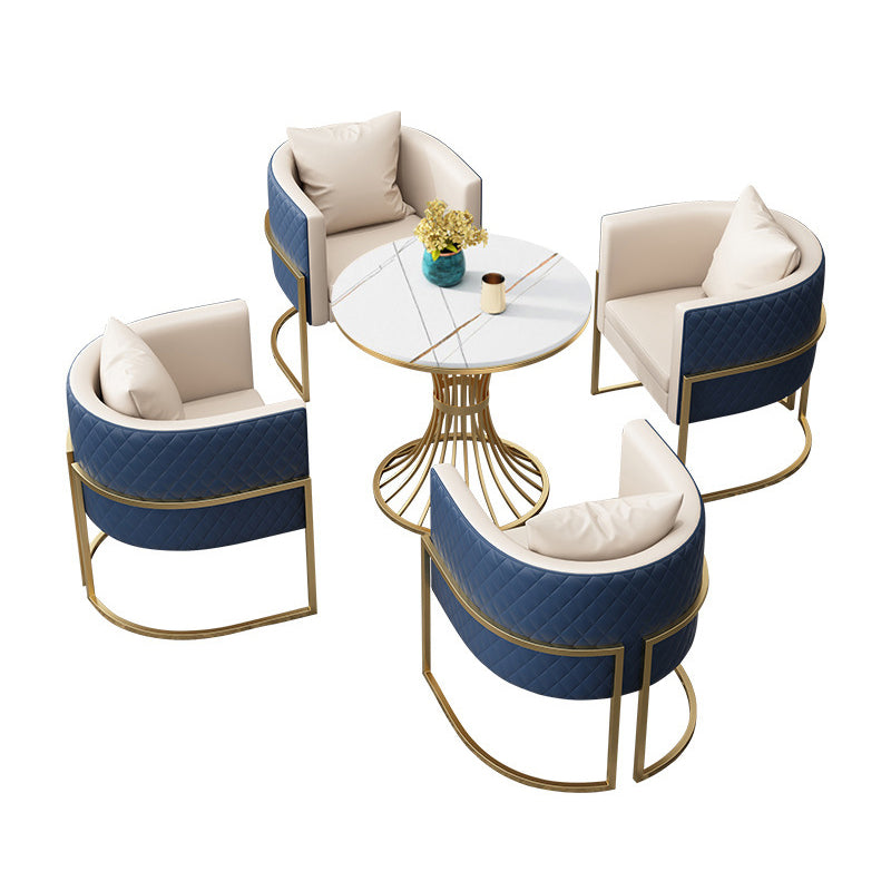 Glam Gold Steel Dining Set 1/5 Pieces Indoor Dining Furniture