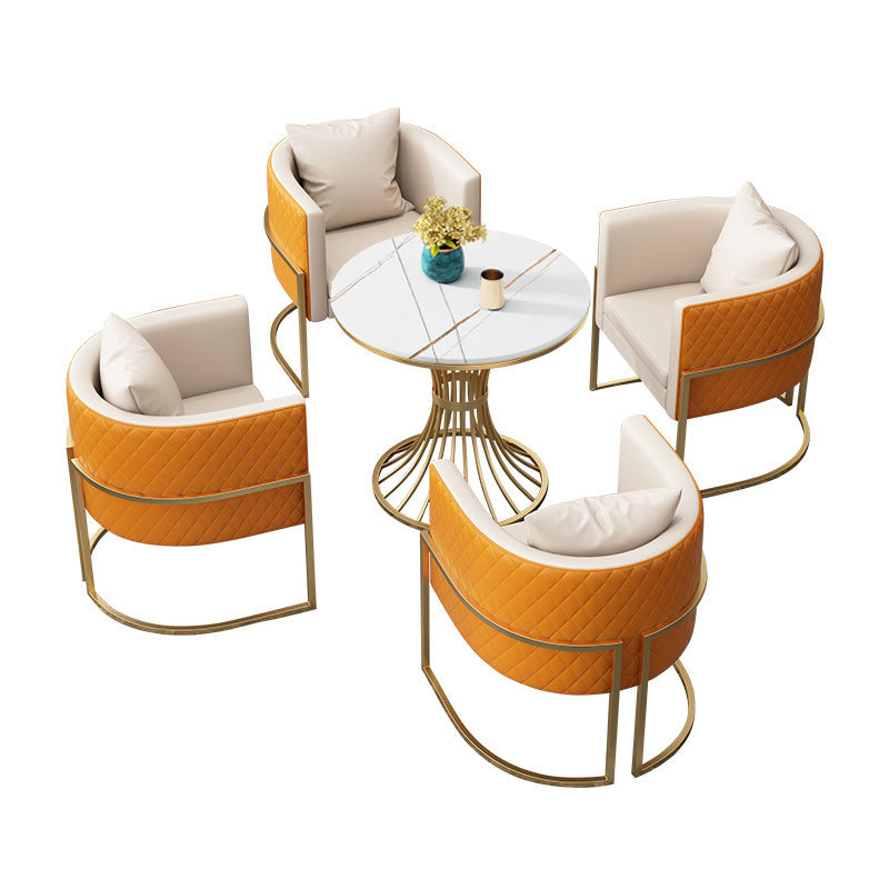 Glam Gold Steel Dining Set 1/5 Pieces Indoor Dining Furniture