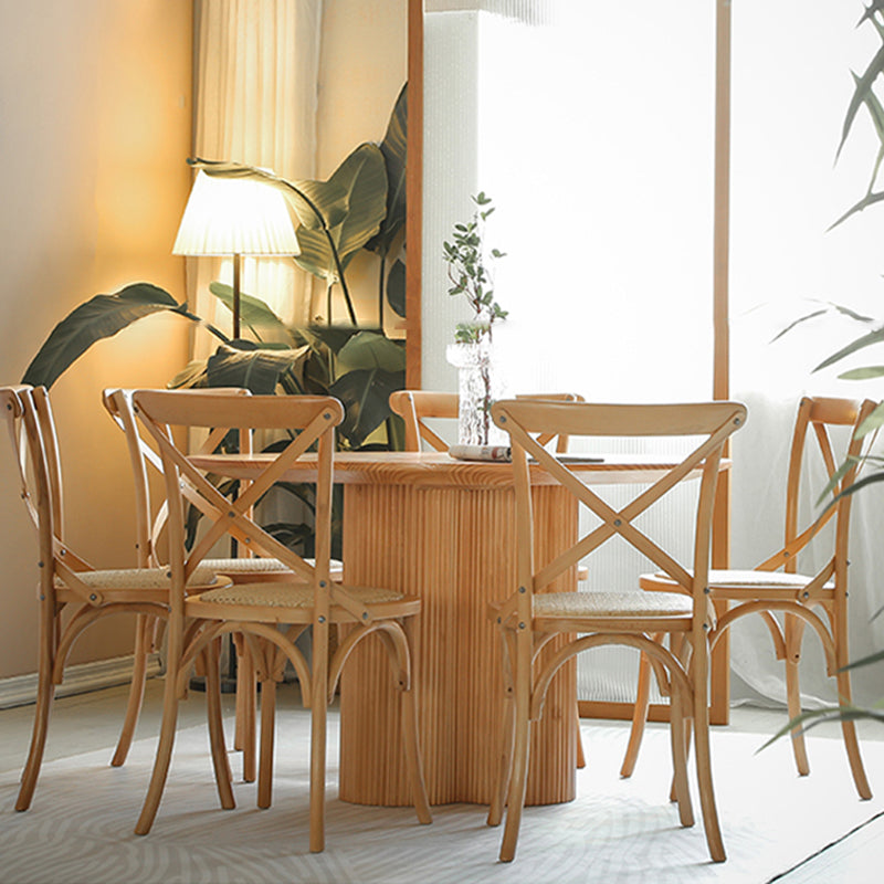 Contemporary Dining Set 1/2/5/7 Pcs Solid Wood Dining Table and Chairs