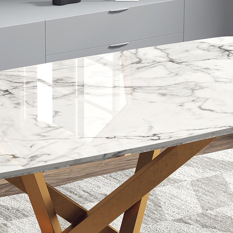 Glam White Stone Dining Set Furniture 1/5 Pieces Dining Furniture for Home