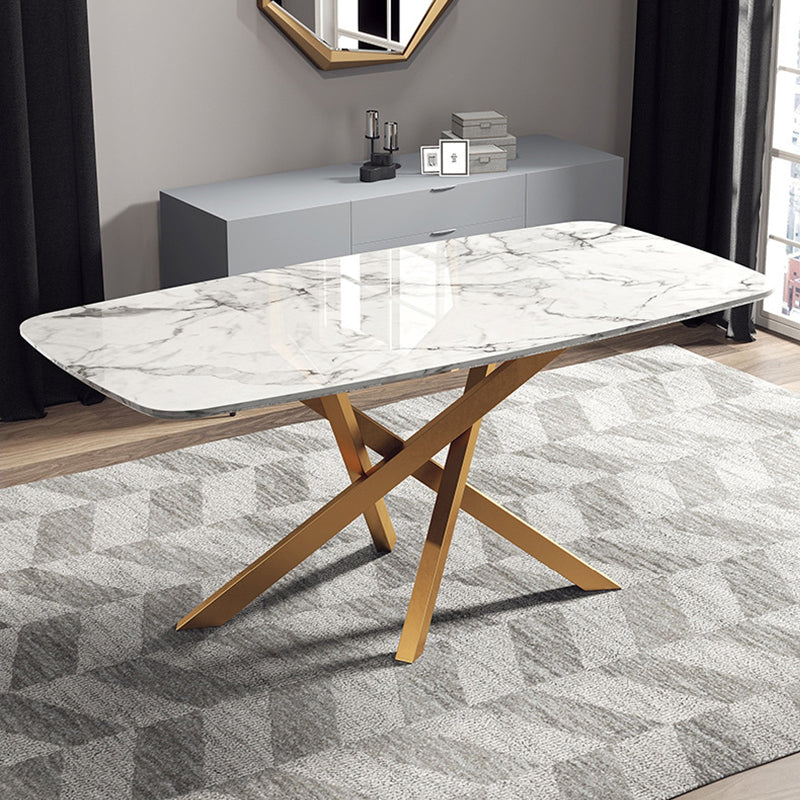 Glam White Stone Dining Set Furniture 1/5 Pieces Dining Furniture for Home