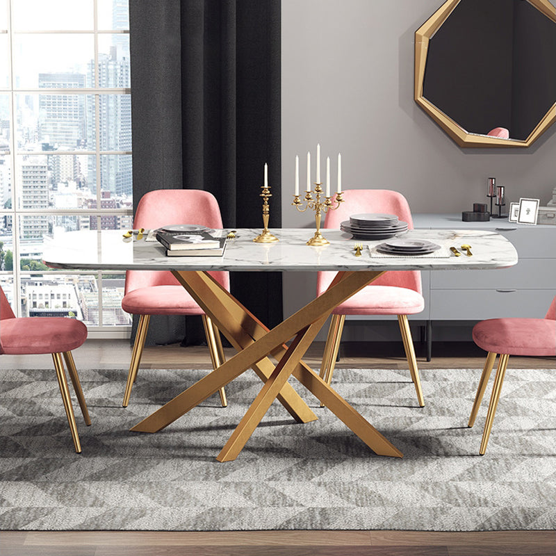 Glam White Stone Dining Set Furniture 1/5 Pieces Dining Furniture for Home