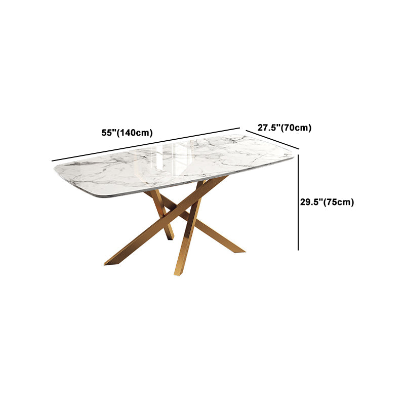 Glam White Stone Dining Set Furniture 1/5 Pieces Dining Furniture for Home