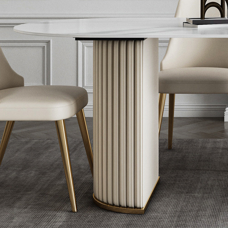 Nordic Glam Style Sintered Stone Oval Table Set 1/4/5/7 Pieces Dining Set