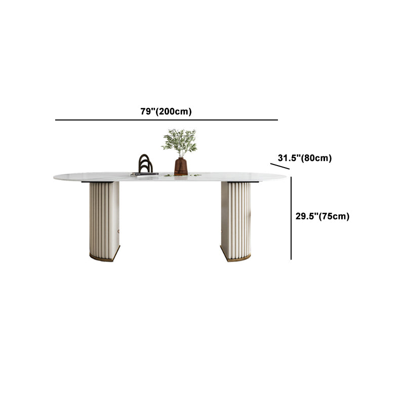 Nordic Glam Style Sintered Stone Oval Table Set 1/4/5/7 Pieces Dining Set