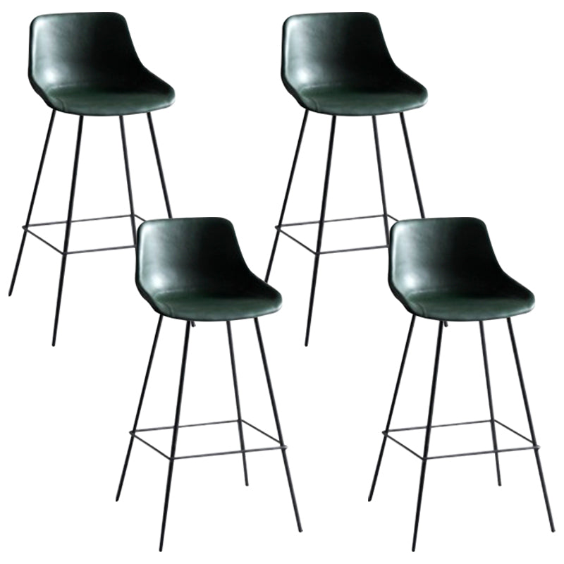 Industrial Bucket Leather Counter Bar Stool Footrest Counter Chair with Black Base