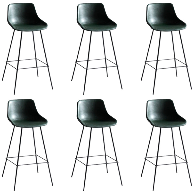 Industrial Bucket Leather Counter Bar Stool Footrest Counter Chair with Black Base