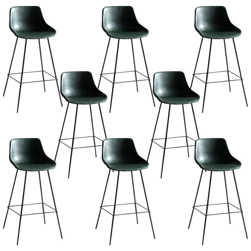 Industrial Bucket Leather Counter Bar Stool Footrest Counter Chair with Black Base