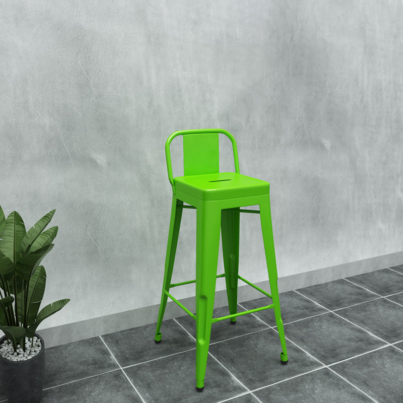 Contemporary Metal Barstool Low Back Counter Stool with Iorn 4 Legs