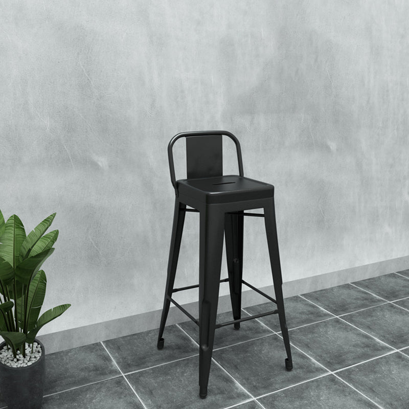 Contemporary Metal Barstool Low Back Counter Stool with Iorn 4 Legs
