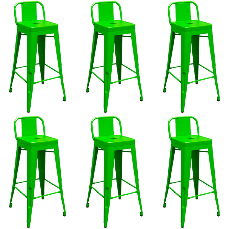 Contemporary Metal Barstool Low Back Counter Stool with Iorn 4 Legs