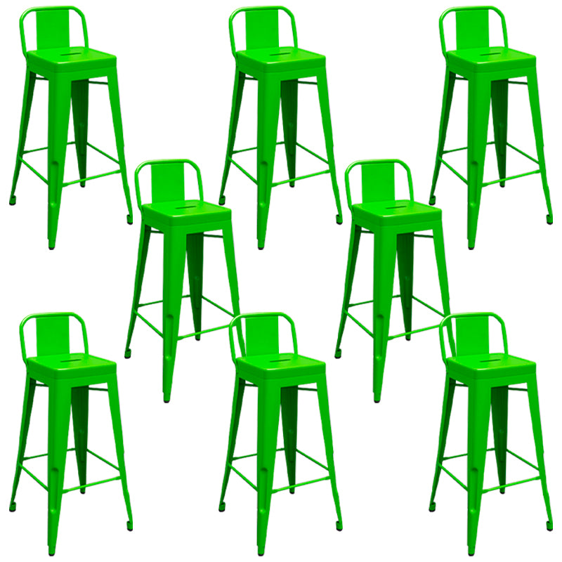 Contemporary Metal Barstool Low Back Counter Stool with Iorn 4 Legs