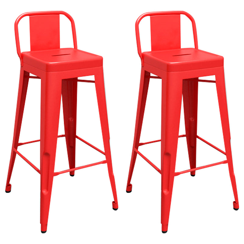 Contemporary Metal Barstool Low Back Counter Stool with Iorn 4 Legs