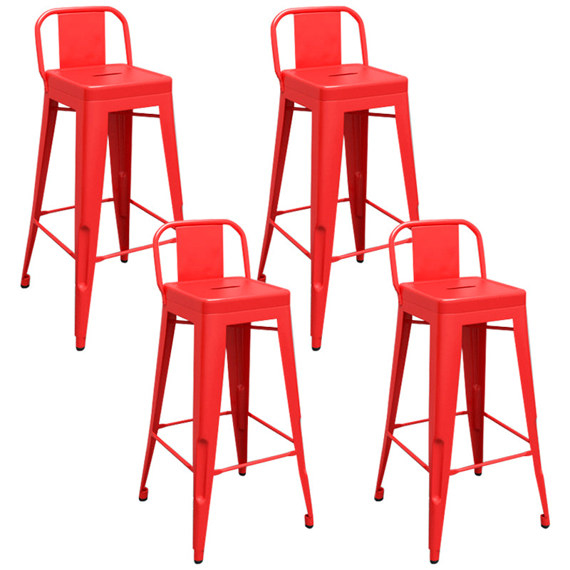 Contemporary Metal Barstool Low Back Counter Stool with Iorn 4 Legs