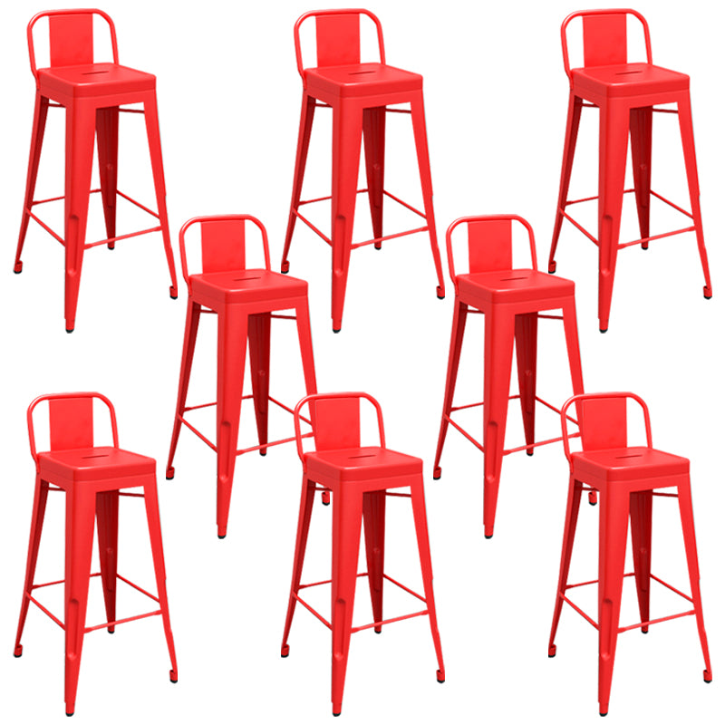 Contemporary Metal Barstool Low Back Counter Stool with Iorn 4 Legs