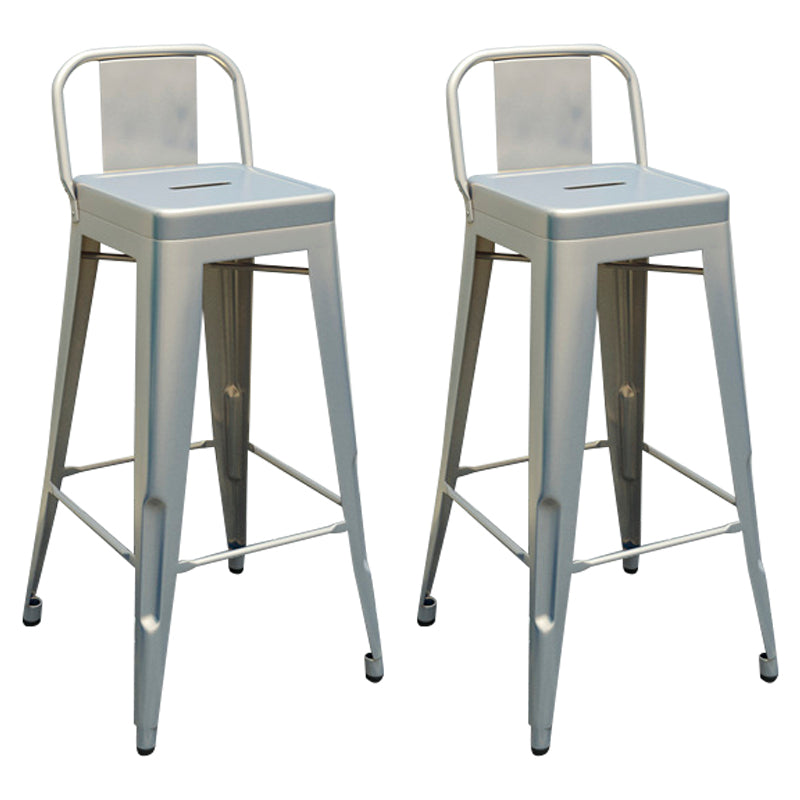 Contemporary Metal Barstool Low Back Counter Stool with Iorn 4 Legs