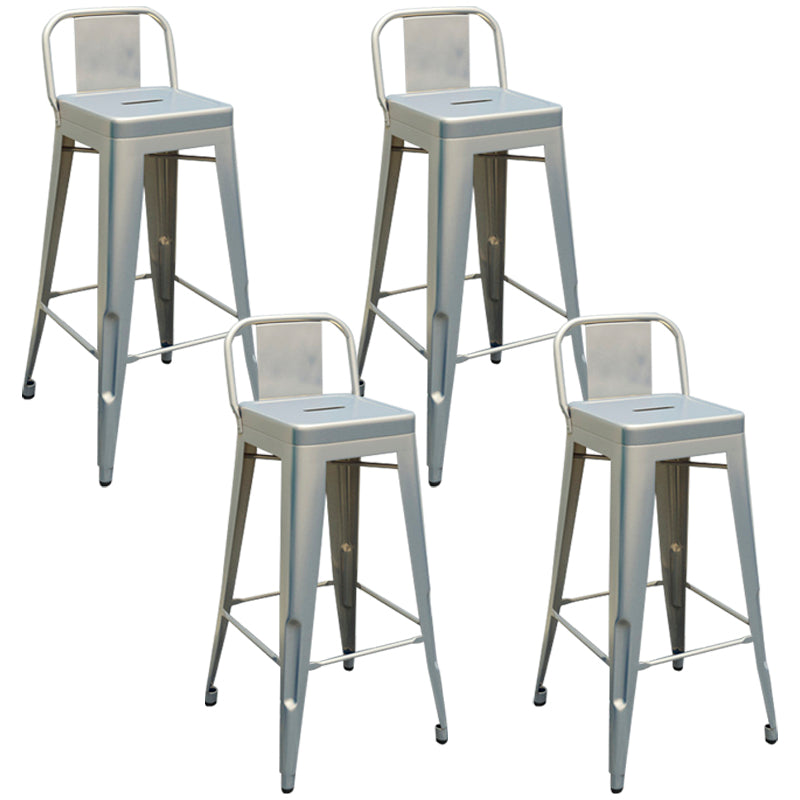 Contemporary Metal Barstool Low Back Counter Stool with Iorn 4 Legs