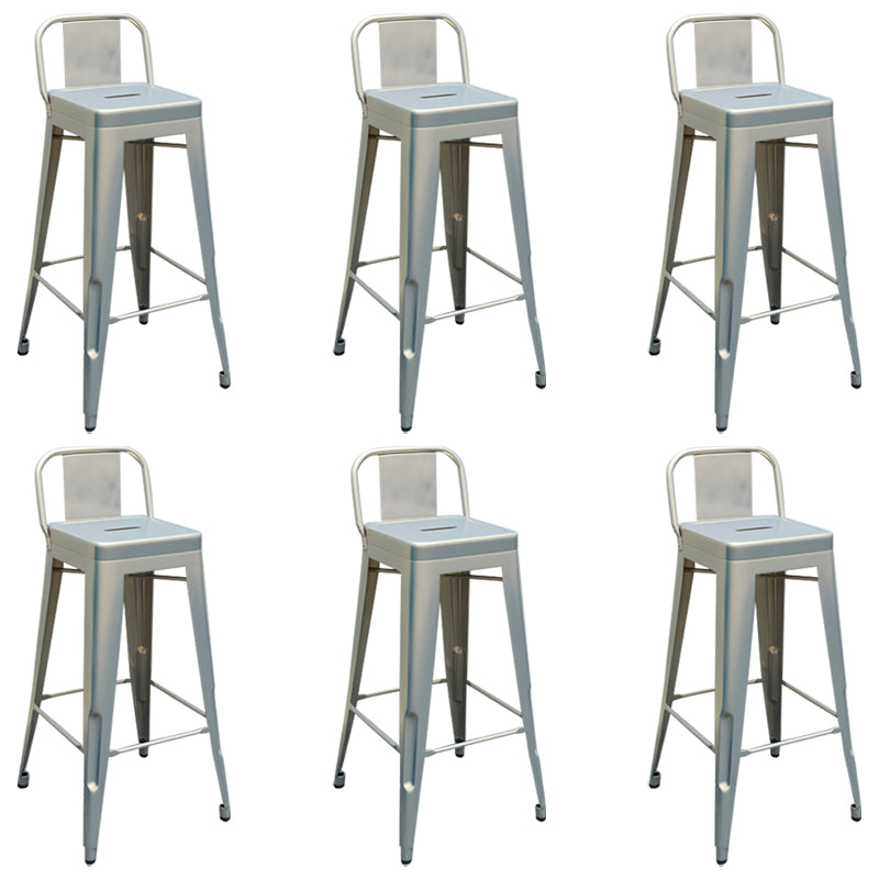 Contemporary Metal Barstool Low Back Counter Stool with Iorn 4 Legs