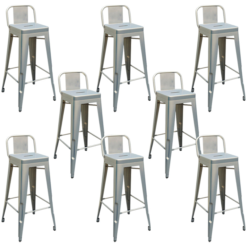 Contemporary Metal Barstool Low Back Counter Stool with Iorn 4 Legs