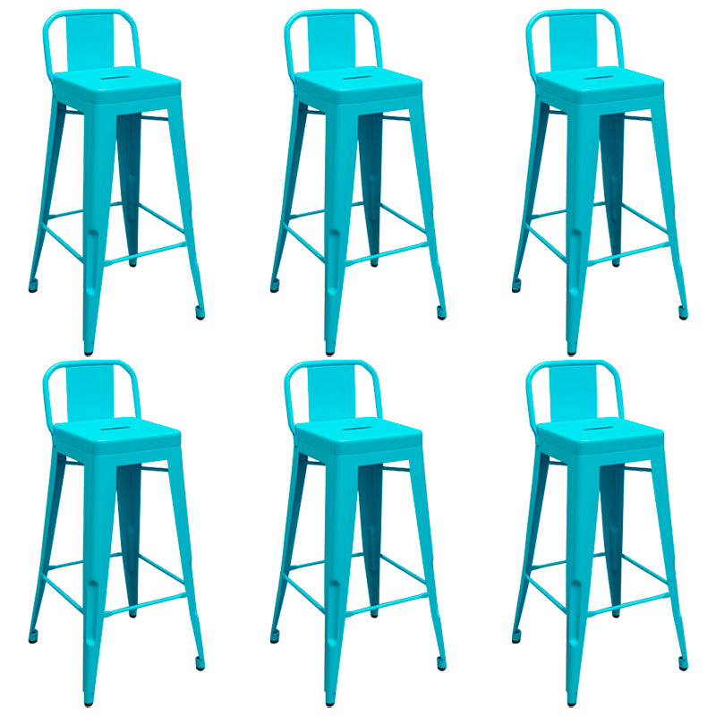 Contemporary Metal Barstool Low Back Counter Stool with Iorn 4 Legs