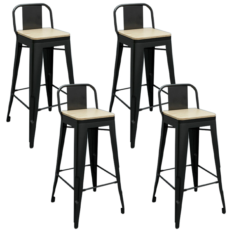 Contemporary Metal Barstool Low Back Counter Stool with Iorn 4 Legs