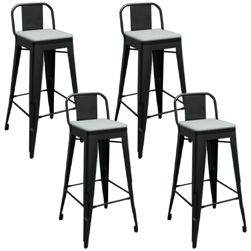 Contemporary Metal Barstool Low Back Counter Stool with Iorn 4 Legs
