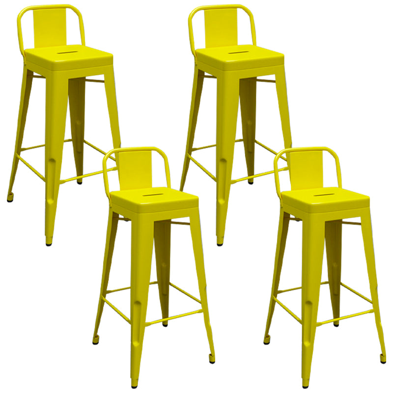 Contemporary Metal Barstool Low Back Counter Stool with Iorn 4 Legs