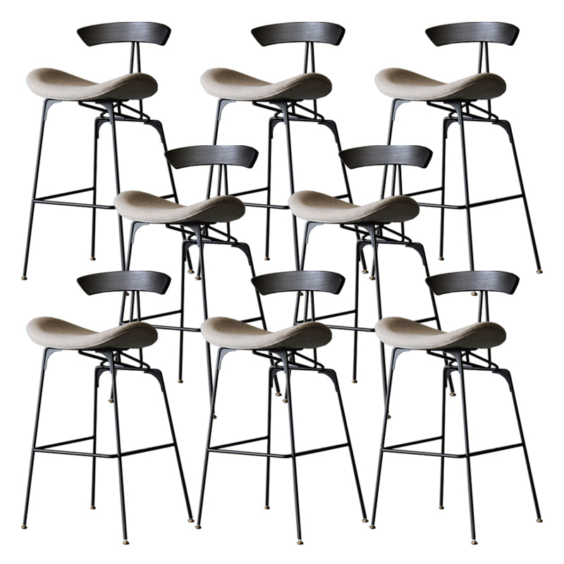 Contemporary Metal Barstool Low Back Faux Leather Cushion Footrest Stool in Matte Finish