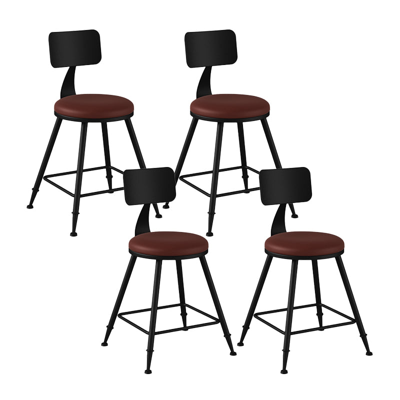 Modern Backrest Counter Stool Iron Bar Stool with Leather Cushion and Pedal for Cafe