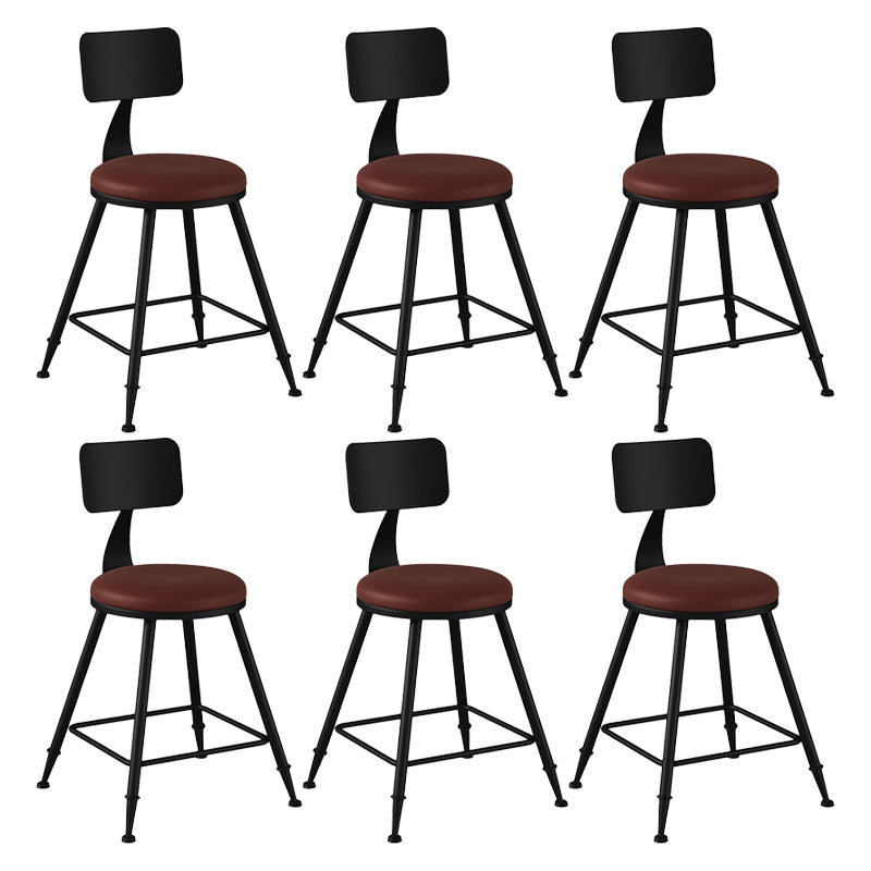 Modern Backrest Counter Stool Iron Bar Stool with Leather Cushion and Pedal for Cafe