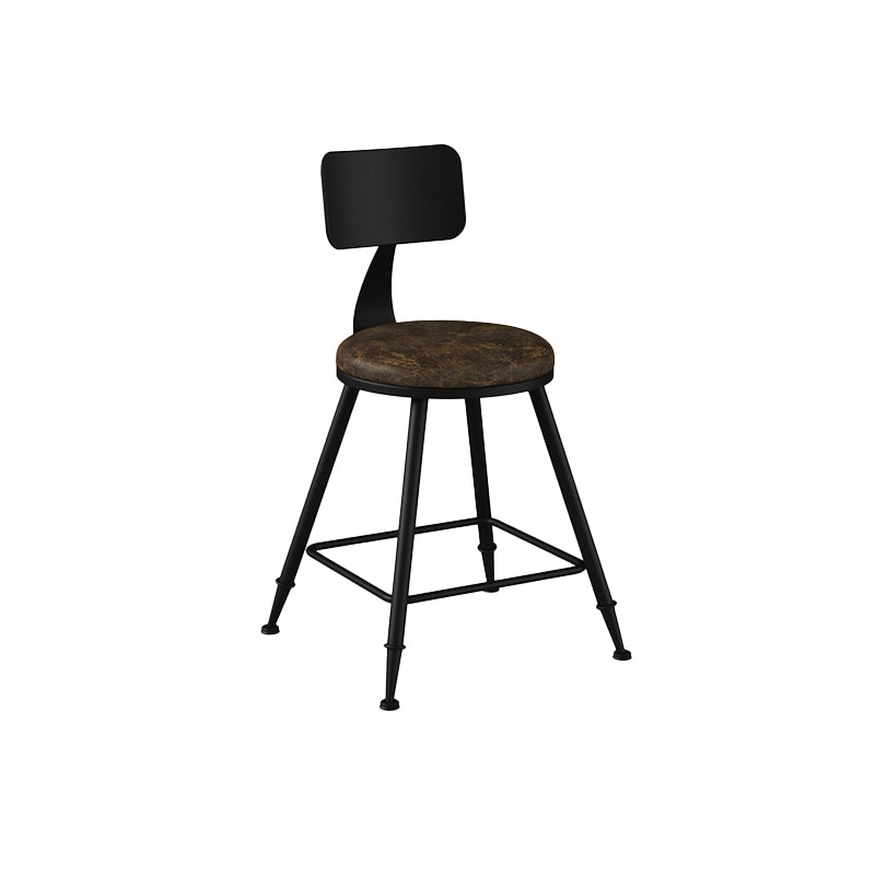 Modern Backrest Counter Stool Iron Bar Stool with Leather Cushion and Pedal for Cafe