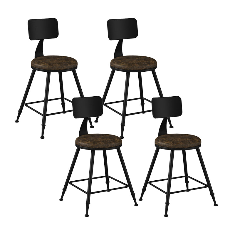 Modern Backrest Counter Stool Iron Bar Stool with Leather Cushion and Pedal for Cafe