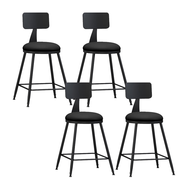 Modern Backrest Counter Stool Iron Bar Stool with Leather Cushion and Pedal for Cafe