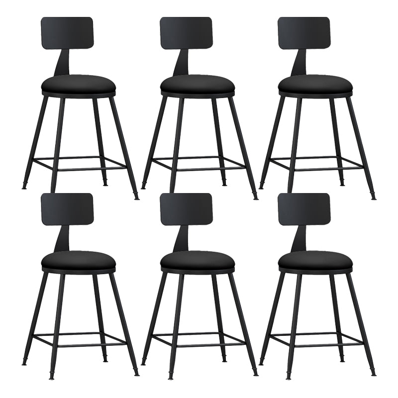 Modern Backrest Counter Stool Iron Bar Stool with Leather Cushion and Pedal for Cafe