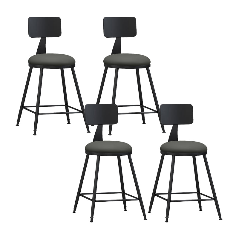 Modern Backrest Counter Stool Iron Bar Stool with Leather Cushion and Pedal for Cafe