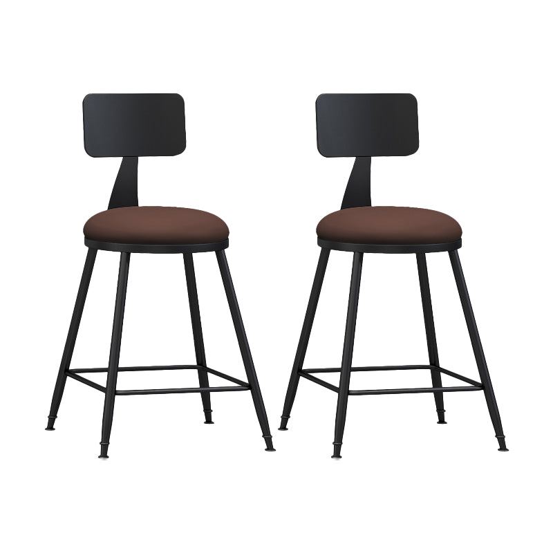 Modern Backrest Counter Stool Iron Bar Stool with Leather Cushion and Pedal for Cafe