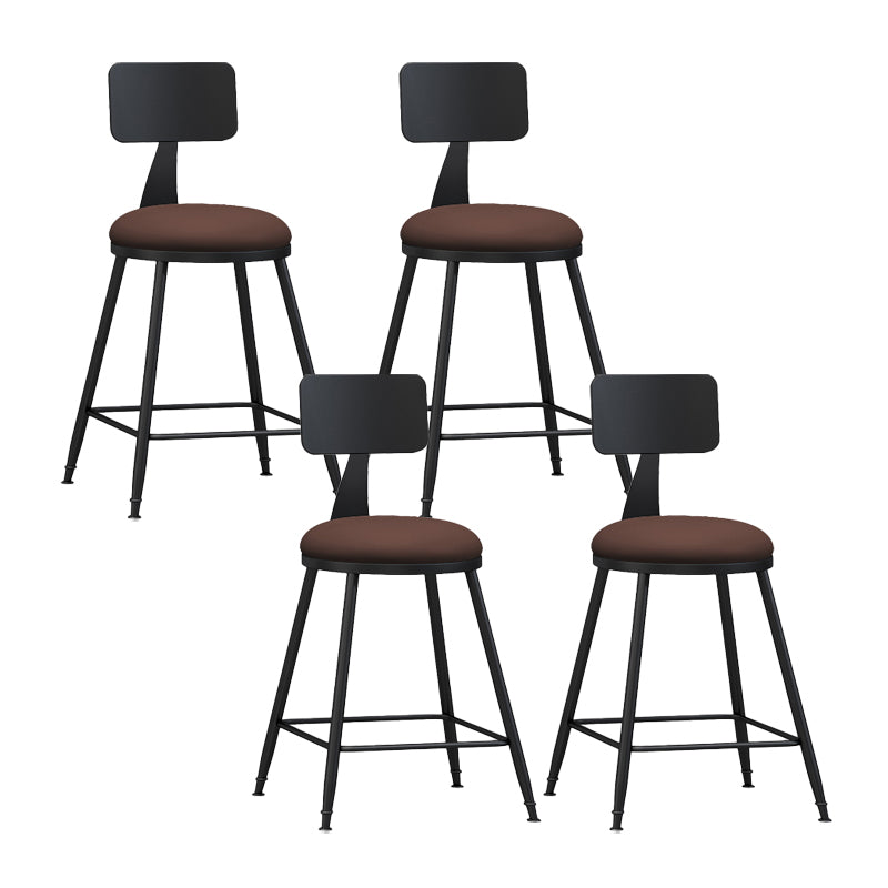 Modern Backrest Counter Stool Iron Bar Stool with Leather Cushion and Pedal for Cafe