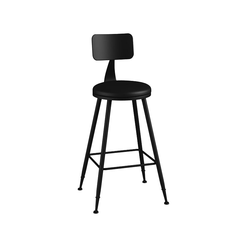 Modern Backrest Counter Stool Iron Bar Stool with Leather Cushion and Pedal for Cafe