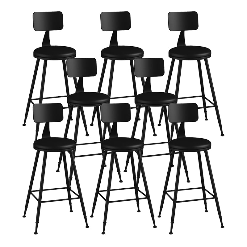 Modern Backrest Counter Stool Iron Bar Stool with Leather Cushion and Pedal for Cafe